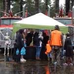 Trucks handing out treats.