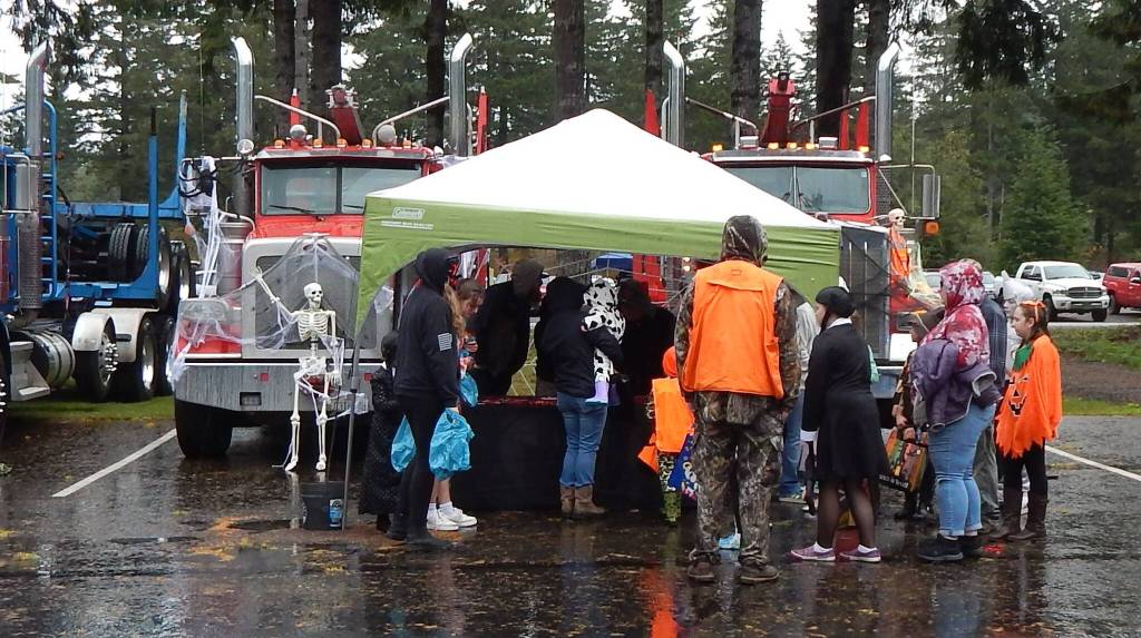 Trucks handing out treats.