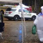 Mr. Staypuft Marshmallow guy …was all smiles despite the weather and was seen heading for the Forks Ambulance station.