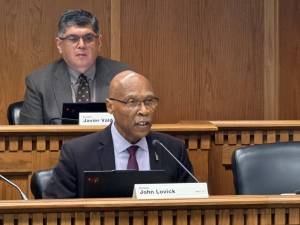 Photo by Cassie Diamond
Sen. John Lovick, D-Mill Creek, speaks in support of Senate Bill 5974 during a public hearing Jan. 15. Lovick is the
prime sponsor of the bill.