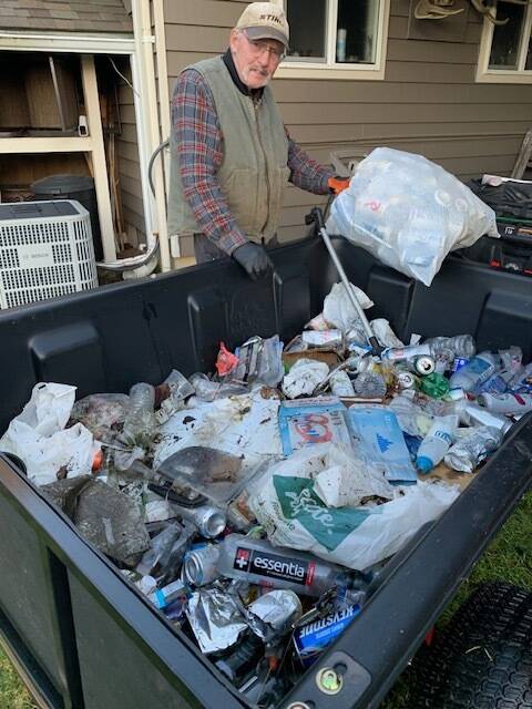 Randy Mesenbrink shared, I picked up this trailer full of litter today along Bogachiel Way, from Evergreen Loop down to the River Inn B & B. Disgusting, it is all just, out the window litter.