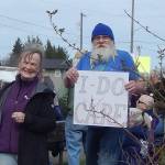 Some people came with their own take on the message. And to visit with friends.