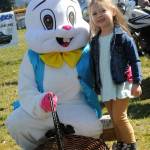 Three-year-old Frith Shaw visits the Easter Bunny while anticipating the egg hunt to come.
