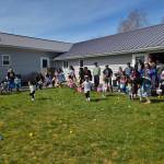 Colored eggs covered the grass at the Baptist Church last Saturday.