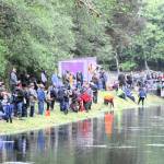 Shown here is just a quarter of those fishing during the Kids Fishing Day. Pictured in the back is the Forks Elks Clubs food trailer where hot dogs, hot chocolate and donuts were served to those hungry fishermen who ventured here. 
Photos by Lonnie Archibald
