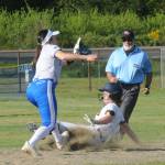 Photos by Lonnie Archibald
Spartan Bailey Johnson steals second base against Elma in this non-league game played at the Fred Orr Memorial Park in Beaver.