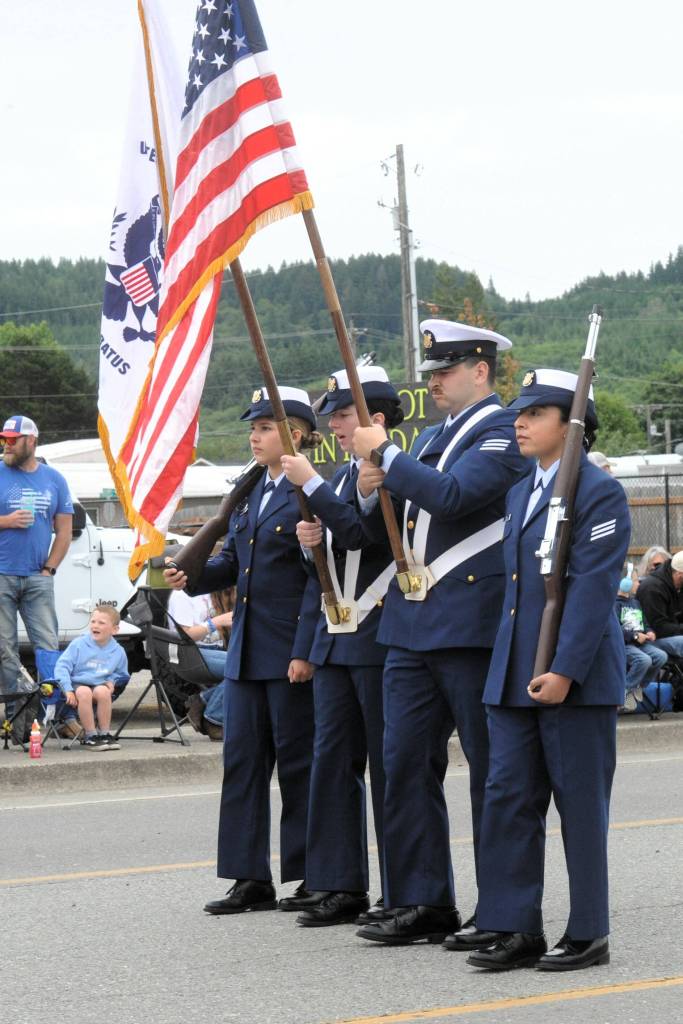Members from the Coast Guard Station Quillayute River served as the color guard for the parade. Photo Lonnie Archibald