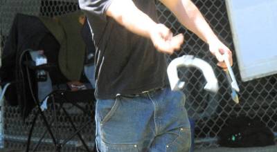 Dalton Kilmer attempts to throw a ringer during the annual 4th of July Horseshoe Tournament played at Tilicum Park on Sunday, July 5. Photo by Lonnie Archibald