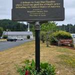 Photo Bogachiel Garden Club
The Gold Star Highway marker as it appeared on dedication day, July 19, 2025.
